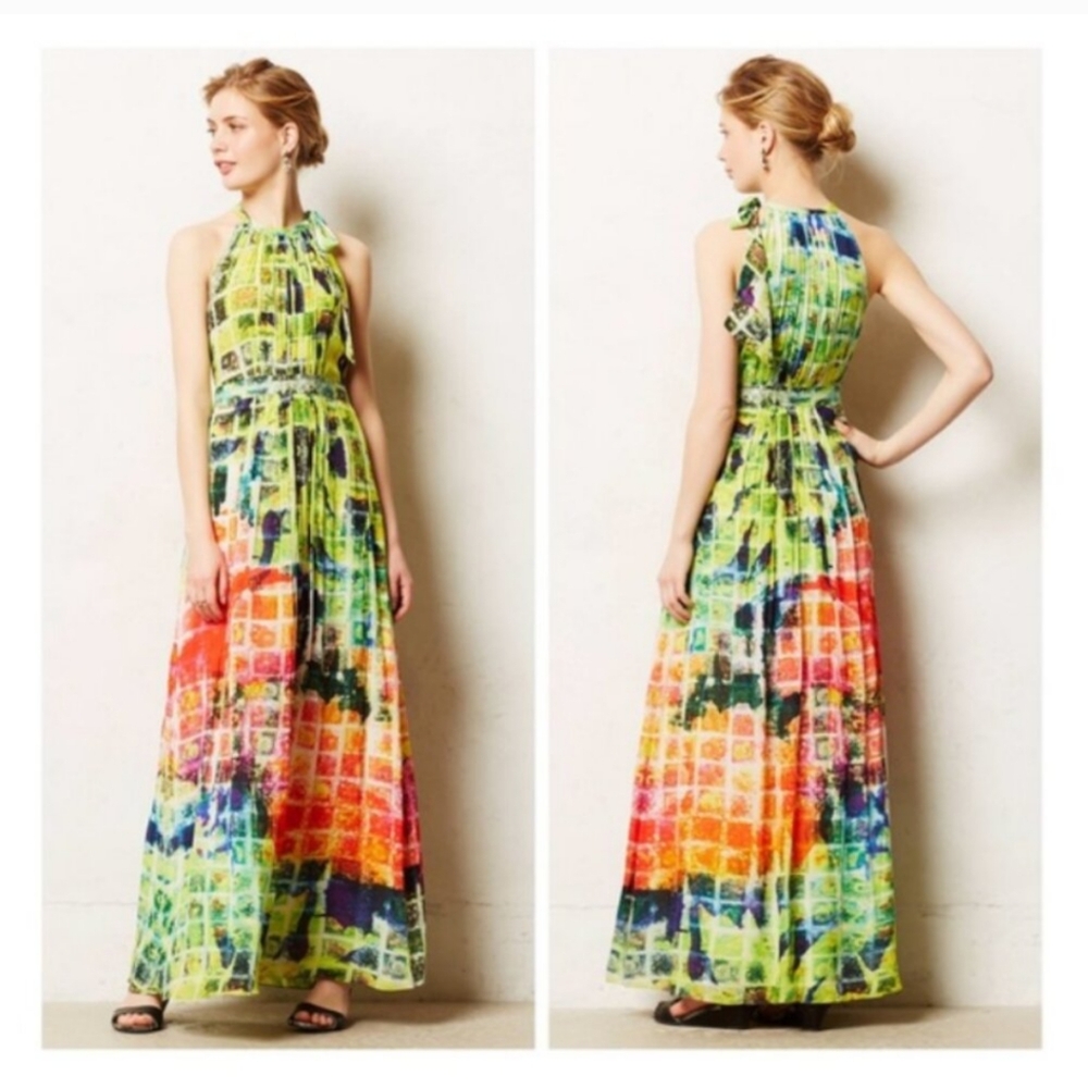 Anthropologie Geisha Designs Kolkata Postage Stamp Dress